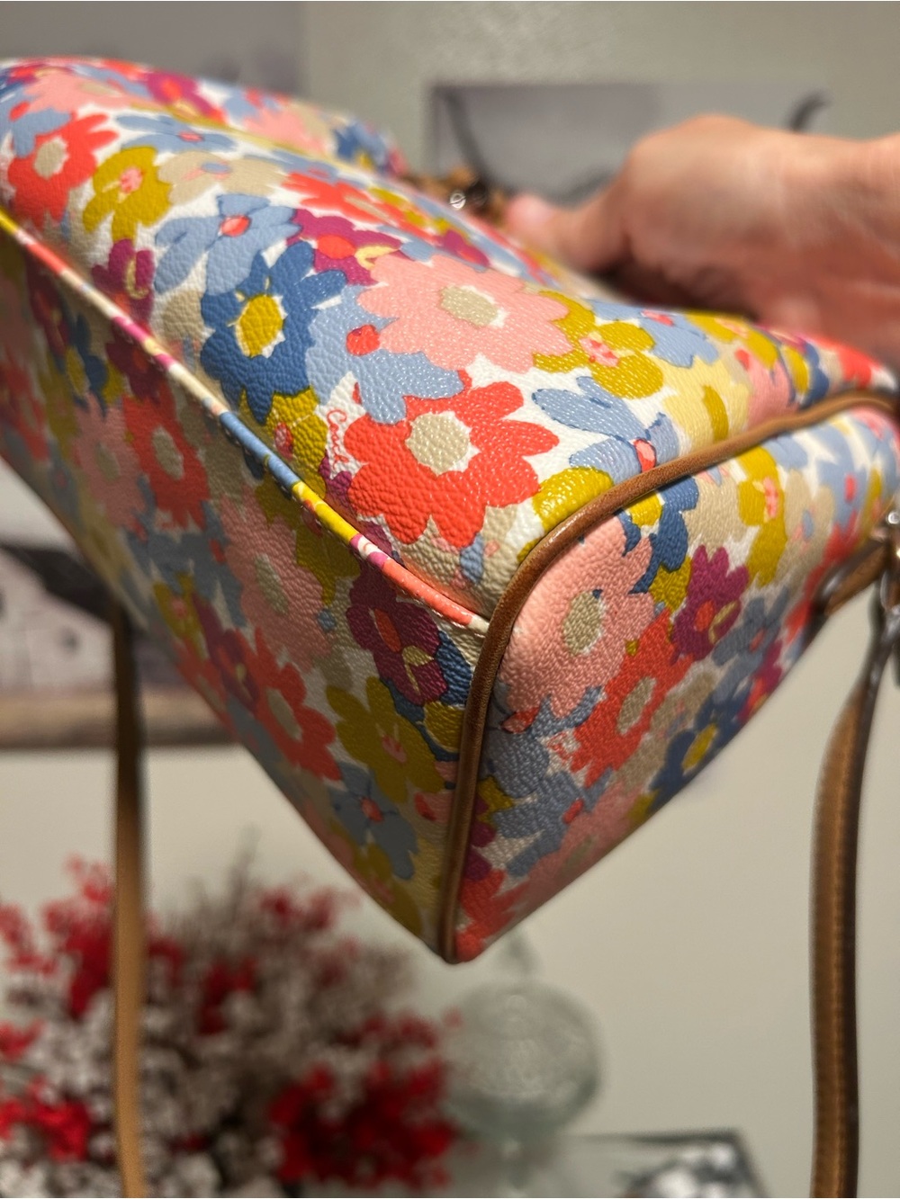 Coach Peyton Floral Bennett Leather Mini Satchel in Multi Pink Coral Like New! - Picture 11 of 16